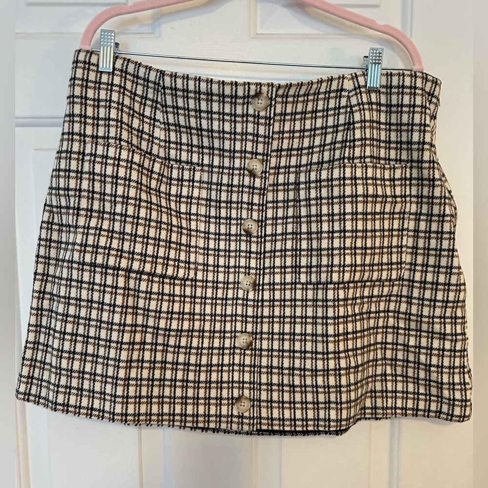 French Connection Plaid Button-Front Mini Skirt N… - image 1